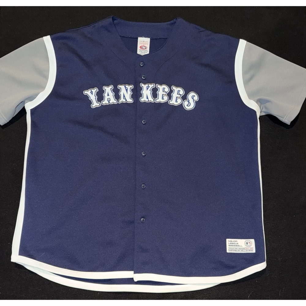 New York Yankee baseball Tru Fan Button Down Jersey Mens Size XXL